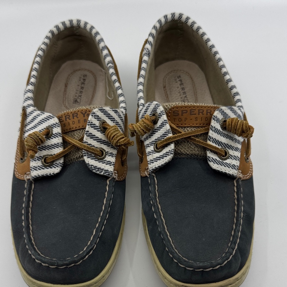 Sperry Kids Navy and Tan Moccasins